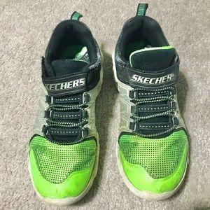 Skechers Hypno-Flash 2.0 Light Up Sneakers Black/Silver/Lime Green Size 3 Boys